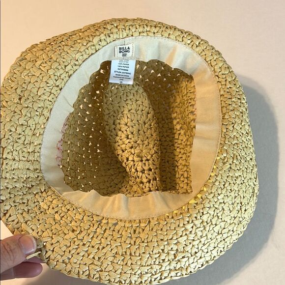 BILLABONG Paper Straw Hat Pastel Stripes Pink White Yellow Cowboy Sun Festival - Picture 6 of 12